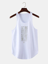 Ärmellose Tanktops für Workout und Fitness für Herren – 6 Farben, Textdruck